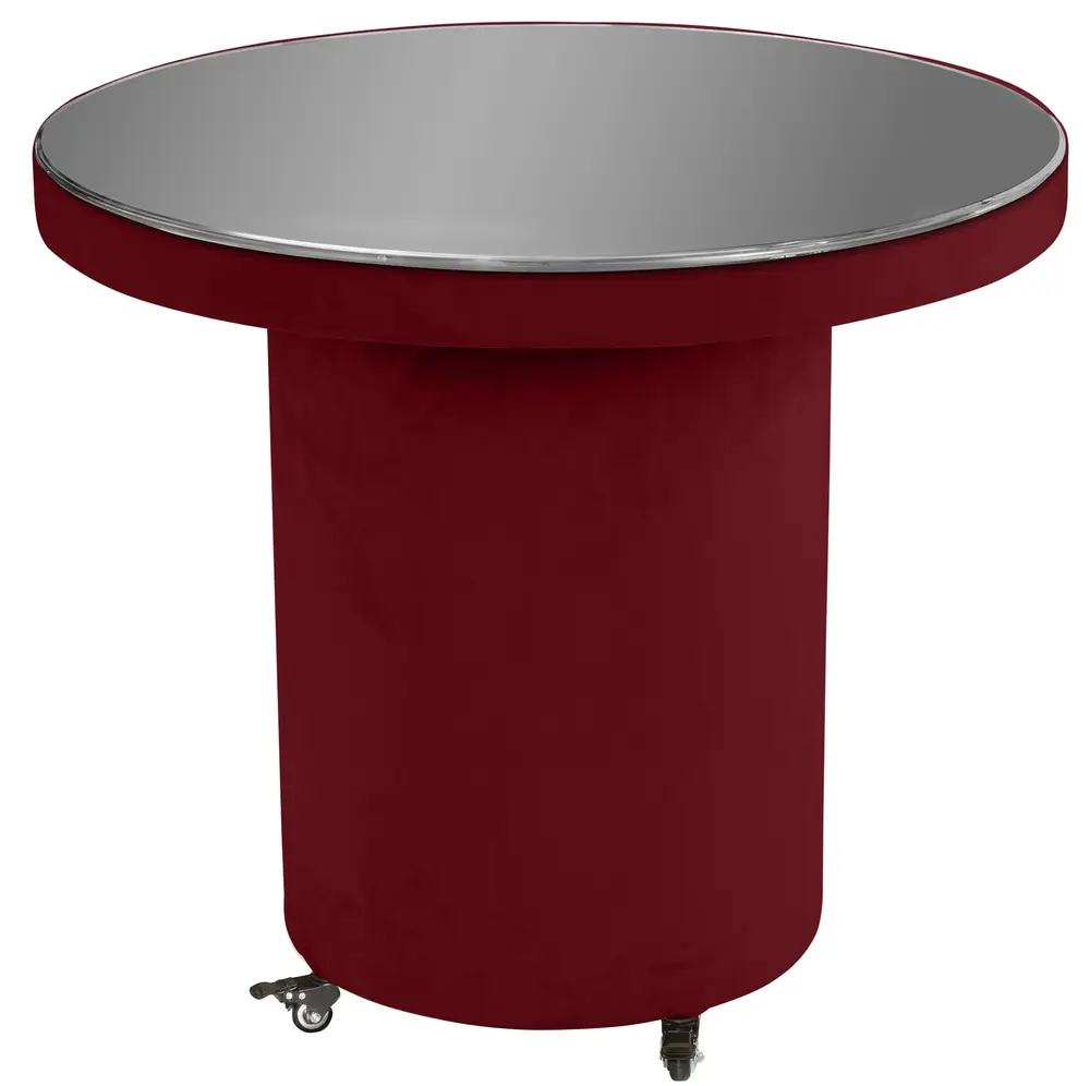 Стол для торта круглый, бордовый бархат с зеркальной столешницей  - Фото основное 1